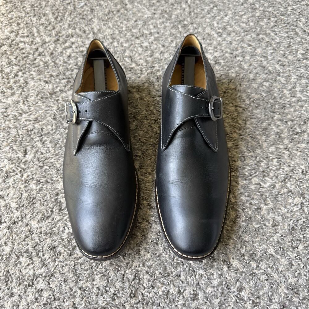 Sandro Comfort Black Leather Monk Strap Oxford Shoes Men's 11.5 D